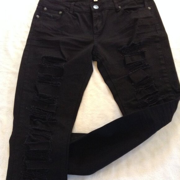 Vanilla Star black distressed jeans NWT sz 15 jr - Picture 1 of 5